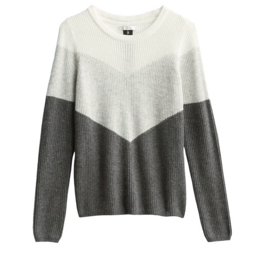 NWT Design History Gray Zip Back Crew Neck Chevron Sweater Women’s Size XL NEW